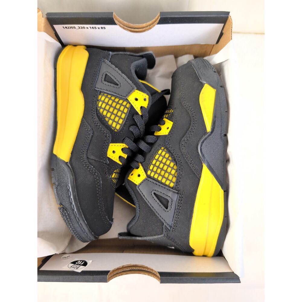 Jordan 4 Retro Thunder sneakers black yellow Size 11c Toddler shoes Sneakerhead - Picture 8 of 9